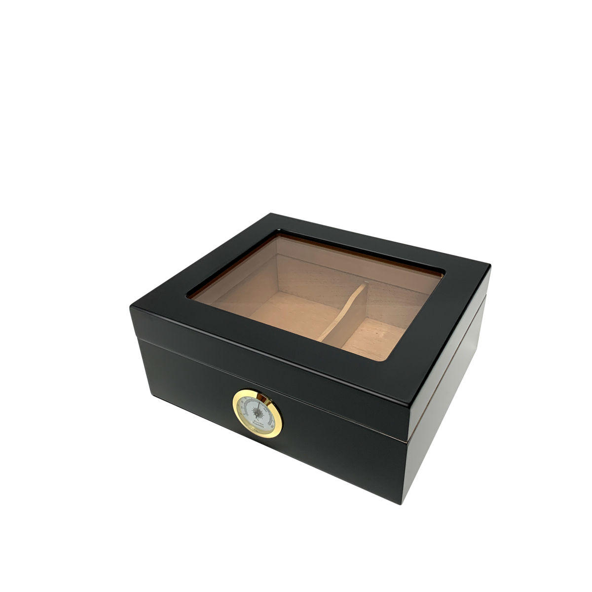 Umidificatore per sigari Quality Importers Capri Elegant glasstop per 25 -  50 sigari, Humidor da tavolo in